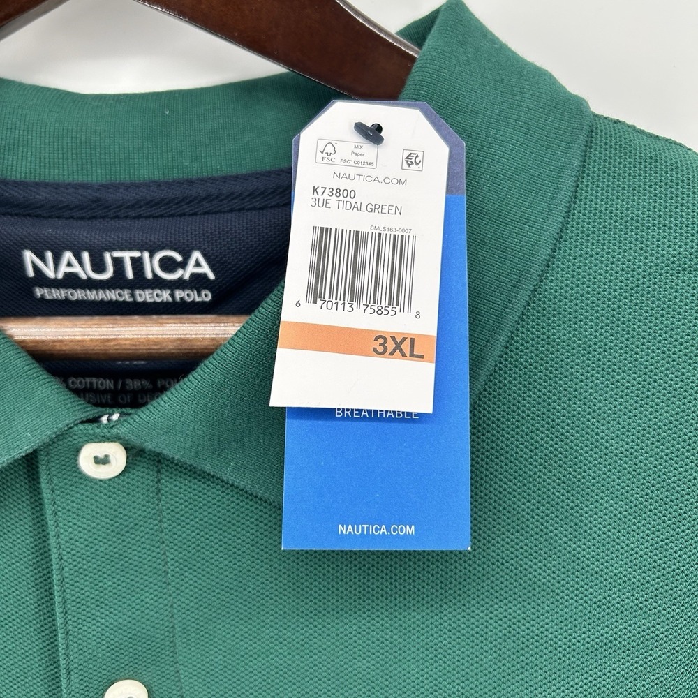 Nautica Performance Deck Polo Shirt Mens 3XL Green Golf Coastal Big Tall NWT - Picture 4 of 9